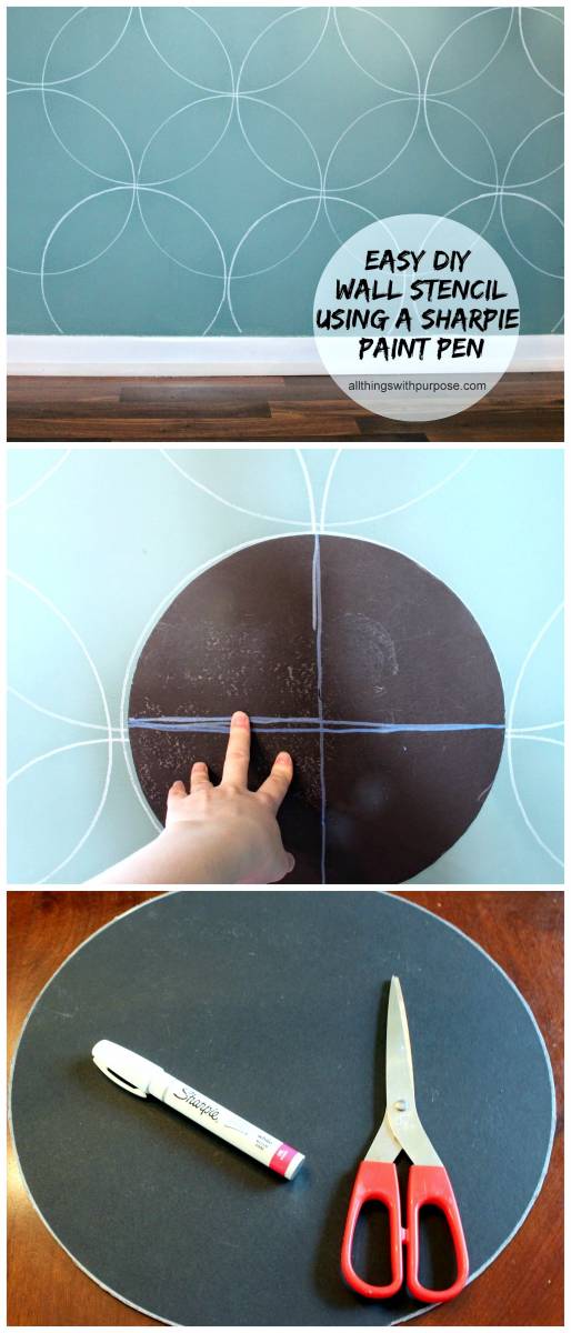 easy diy wall stencil with cardboard and a sharpie paint pen
