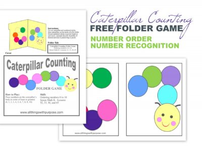 Caterpillar Counting Folder Game