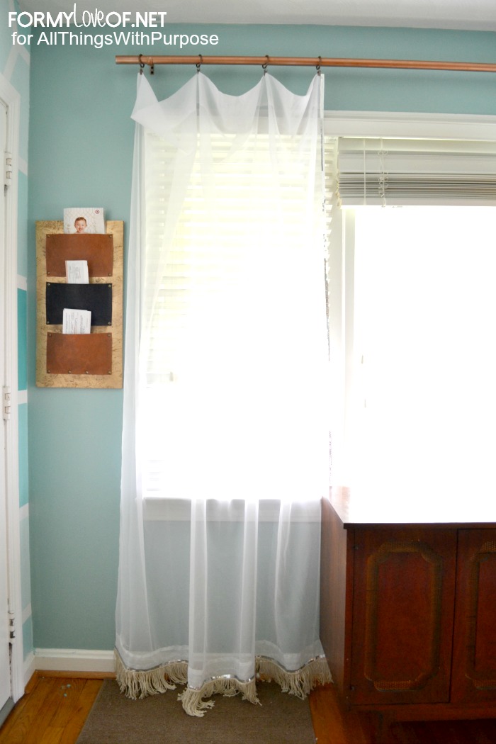 single panel sequin and fringe accented curtains