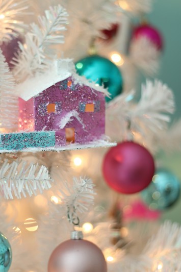 vintage glitter house ornaments