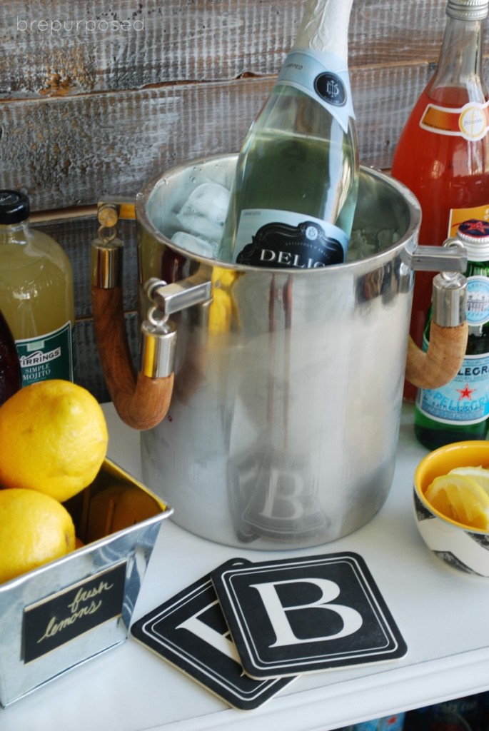 Gold Tiled Bar Cart