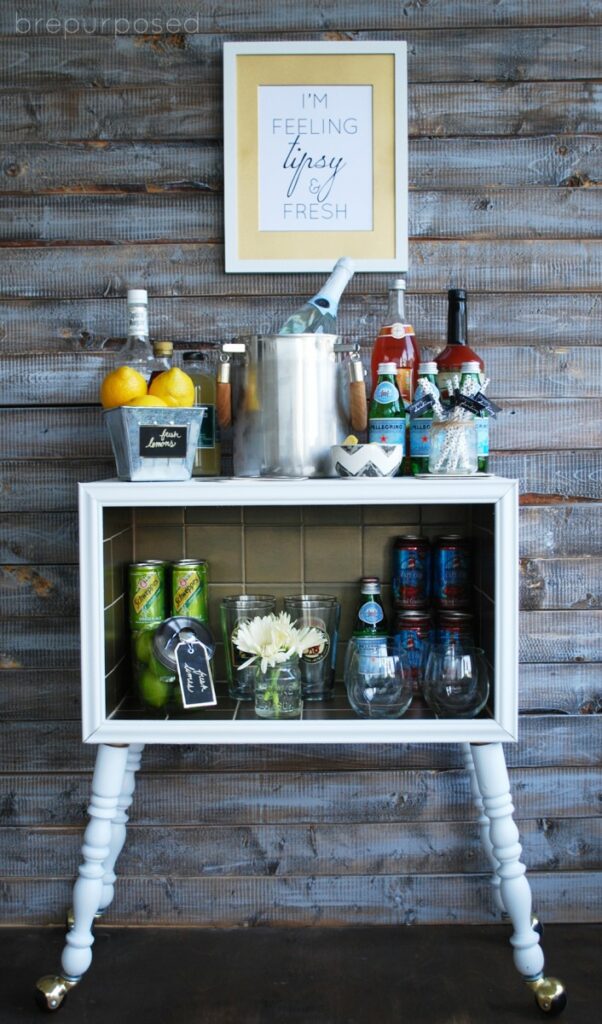 Gold Tiled Bar Cart