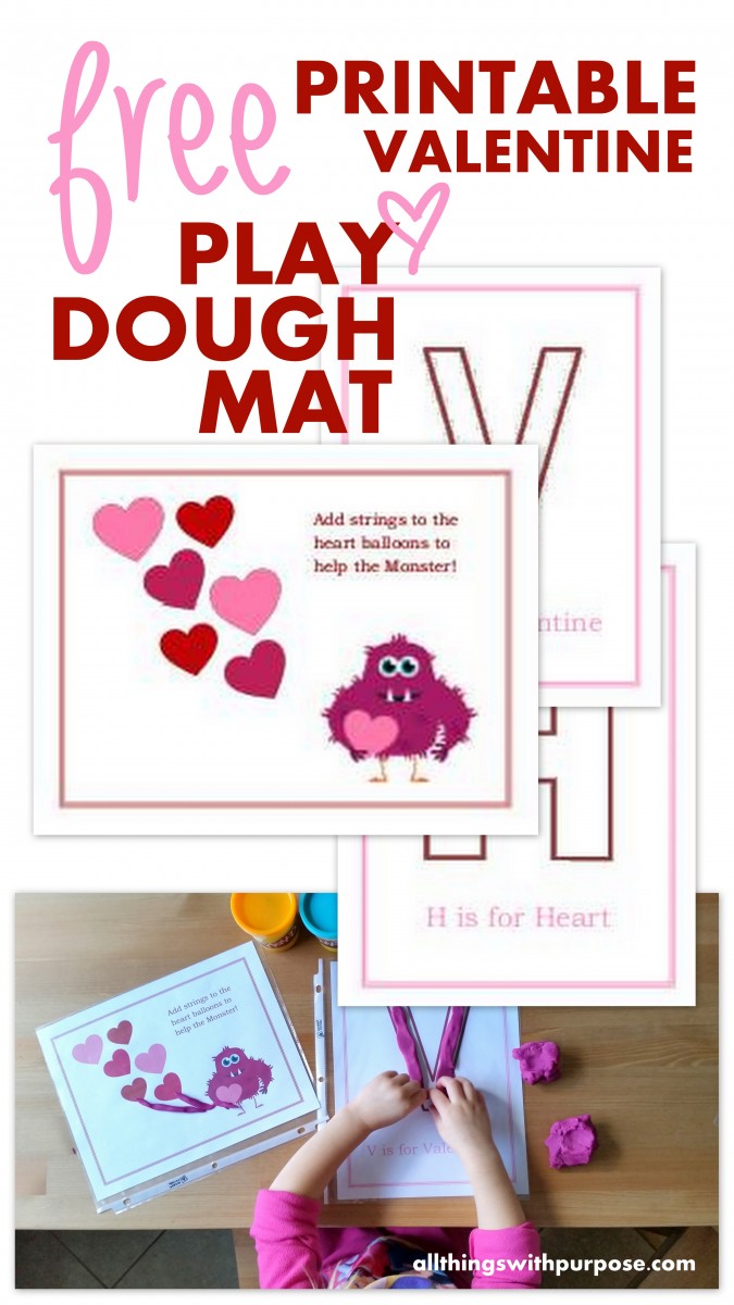 free printable playdough mats for valentines day - great for preschool