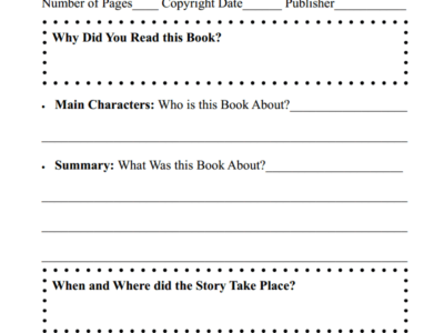 Printable Book Report Page