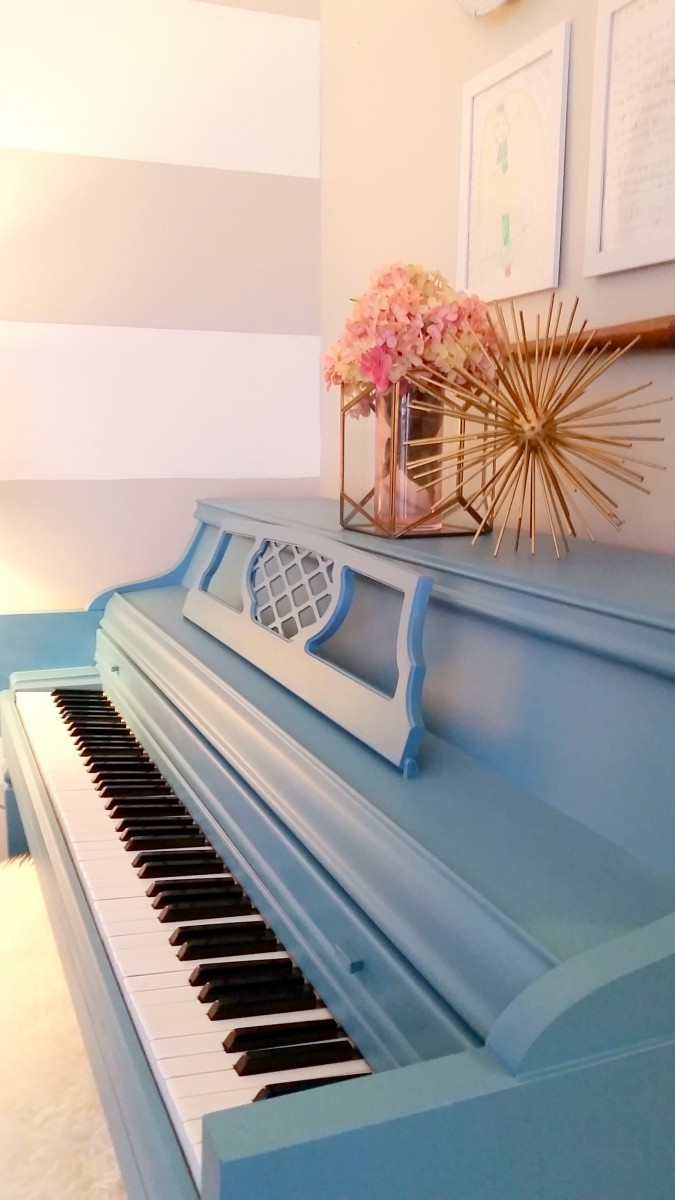 diy blue painted piano