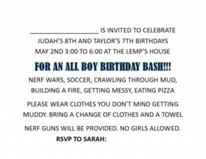 birthday party invite