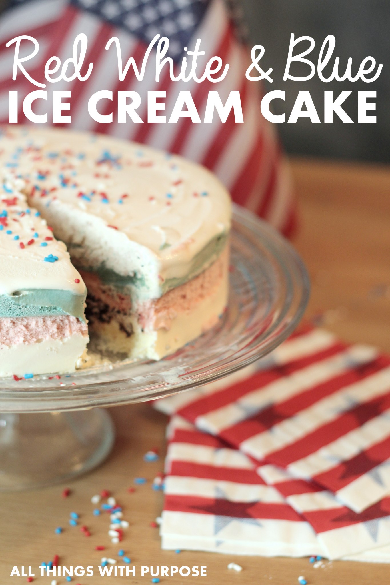 Red White and Blue Ice Cream Cake (like DQ ice cream cake)
