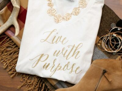 Gold Foil "Live with Purpose" Shirts All Things with Purpose Sarah Lemp 9