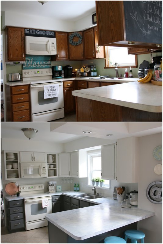 kitchen before and after updated with paint!!