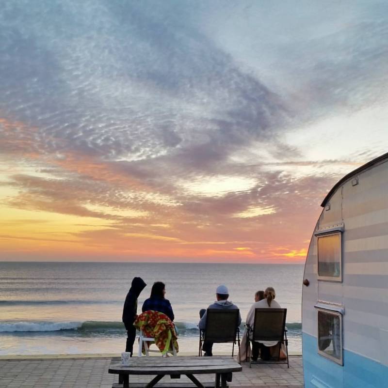 gorgeous ocean front camping in a vintage camper