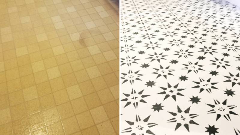 Diy Stenciled Floor Over Ugly Linoleum All Things With Purpose