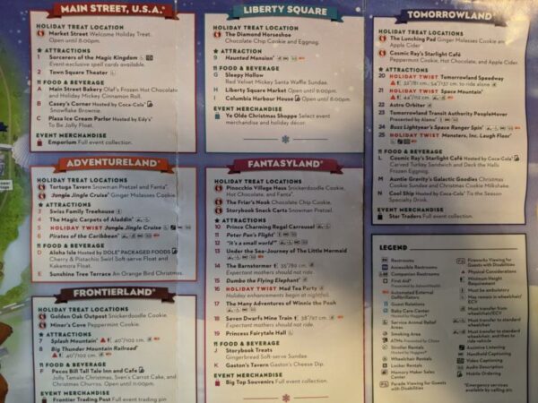 Theme Part Guide Map Guide to Mickey's Very Merrry Christmas Party at Walt Disney World