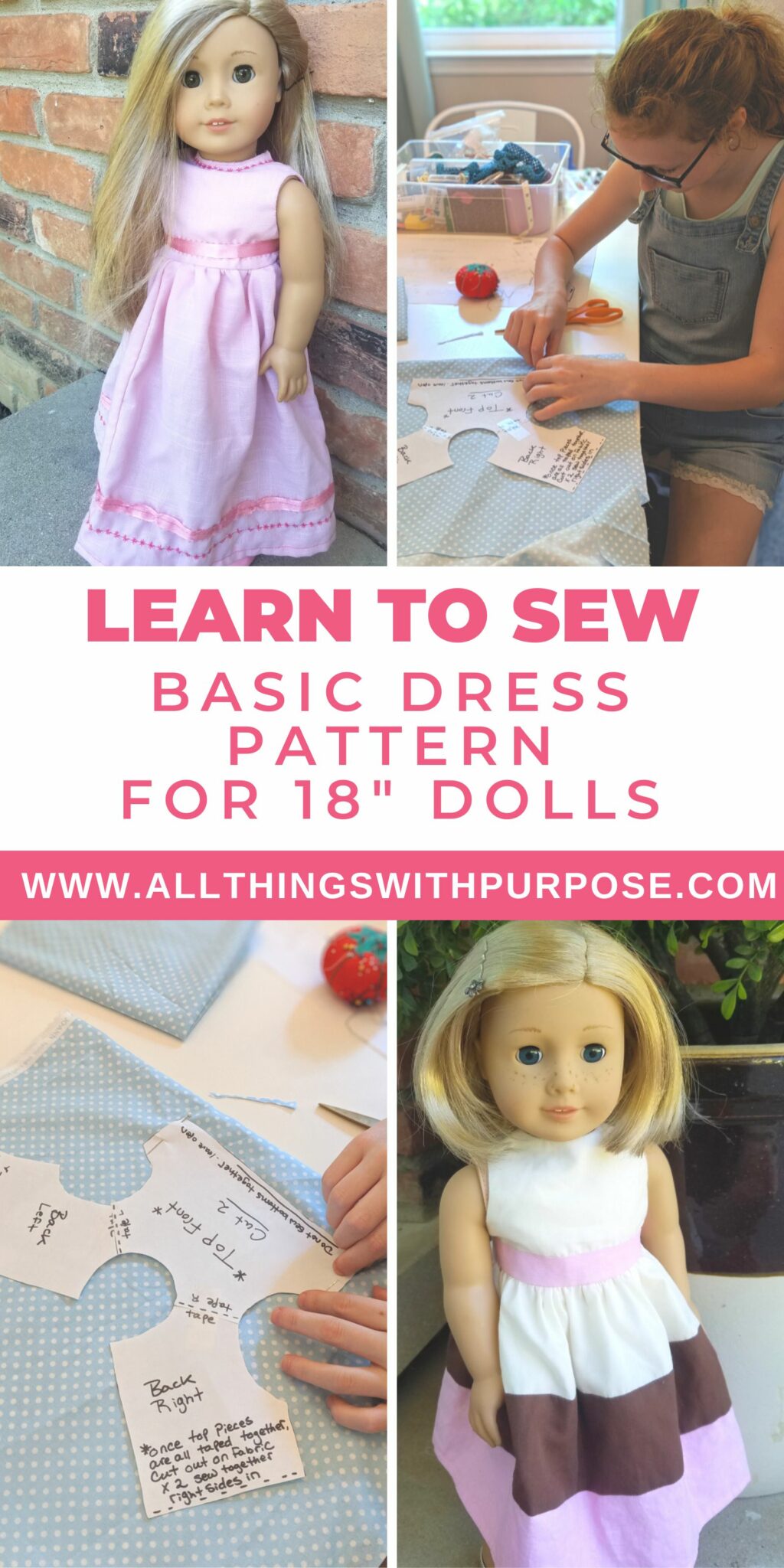 Free Basic Dress Pattern for American Girl and 18 Dolls